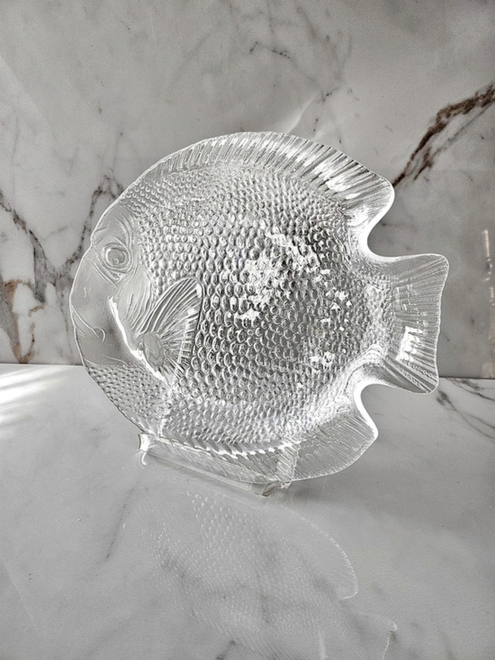 Vintage Arcoroc France Clear Glass "Poisson" Fish Shaped Plate